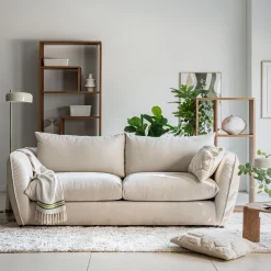 Canapé 4 places fixe en tissu Nature - blanc écru