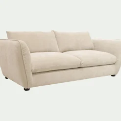 Canapé 4 places fixe en tissu Nature - blanc écru