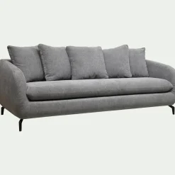 Canapé 4 places fixe en tissu tramé - gris ardoise