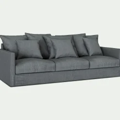 Canapé 5 places fixe en tissu - gris ardoise