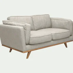 Canapé 2 places fixe en tissu beige