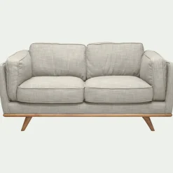 Canapé 2 places fixe en tissu beige