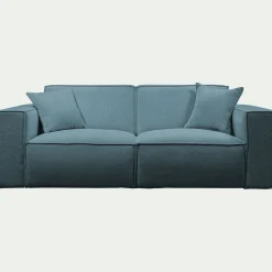 Canapé 3 places fixe en tissu genesis - bleu