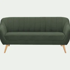 Canapé 3 places fixe en tissu bouclette monza - vert cèdre