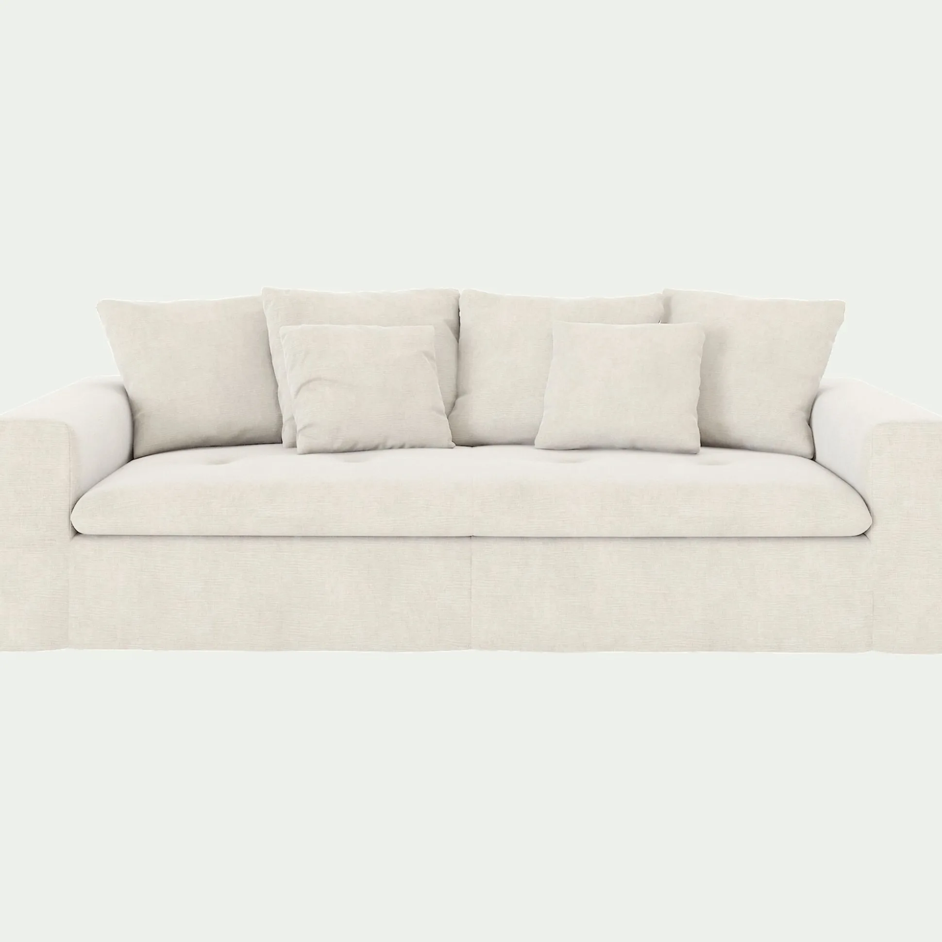 Canapé 4 places fixe en tissu doux tramé - blanc ventoux