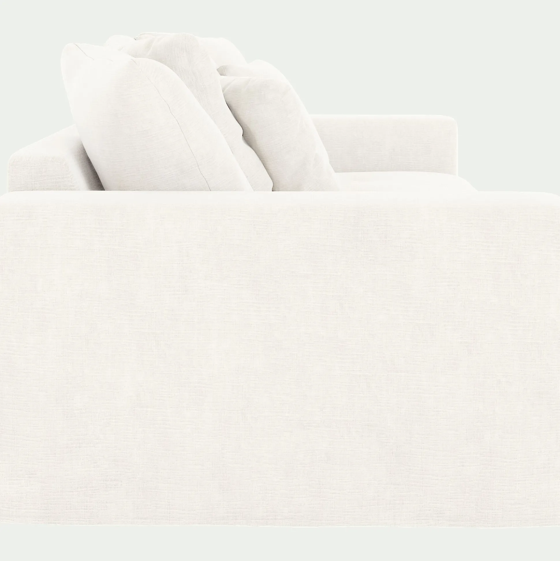 Canapé 4 places fixe en tissu doux tramé - blanc ventoux