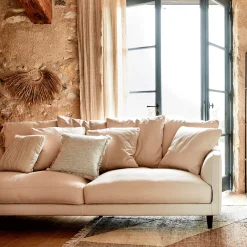 Canapé 4 places fixe en tissu joint - beige roucas