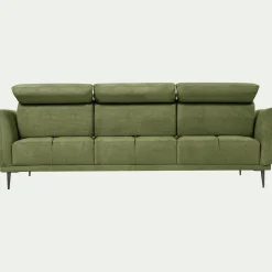 Canapé 4 places fixe en tissu memphis avec fonction avance-recul -vert cèdre