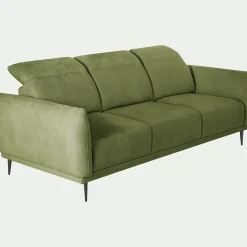 Canapé 4 places fixe en tissu memphis avec fonction avance-recul -vert cèdre