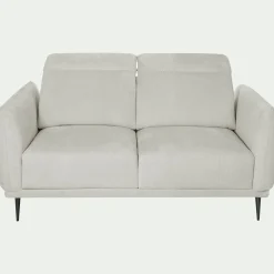 Canapé 2 places fixe en tissu memphis avec fonction avance-recul - beige roucas