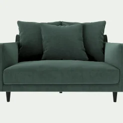 Canapé 1,5 places fixe en tissu velvet - vert sauge