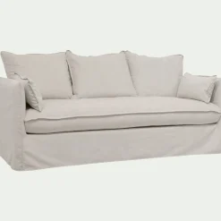 Canapé 3 places fixe en tissu wind - beige alpilles