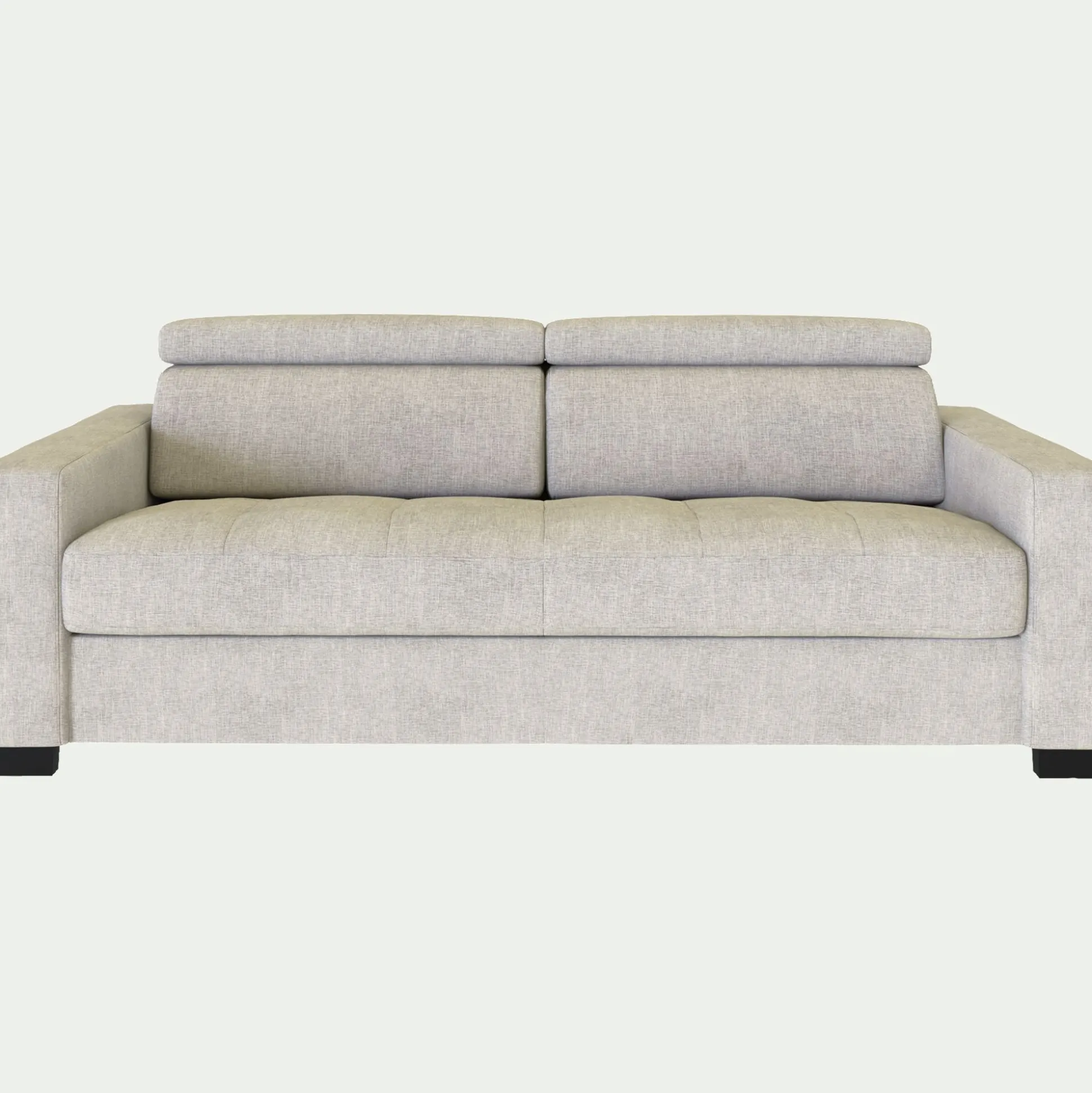 Canapé 3 places fixe en tissu monclar avec accoudoirs 20cm - beige roucas