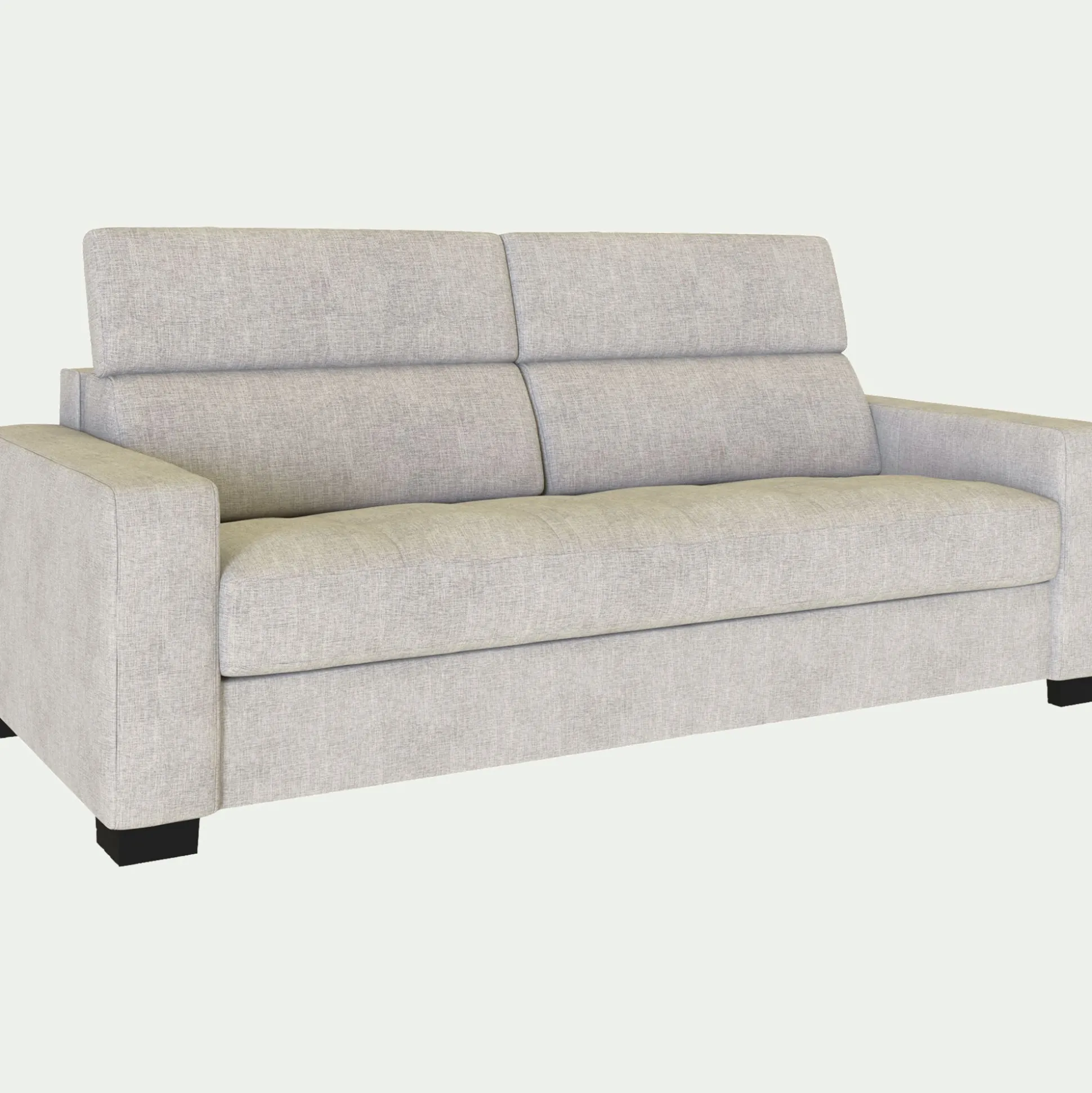 Canapé 3 places fixe en tissu monclar avec accoudoirs 20cm - beige roucas