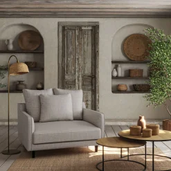 Canapé 1.5 places fixe en tissu - gris borie