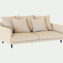 Canapé 3 places fixe en tissu joint - beige roucas