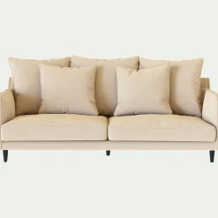 Canapé 3 places fixe en tissu joint - beige roucas