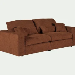 Canapé 5 places fixe en tissu chenille Benjo - brun rustrel