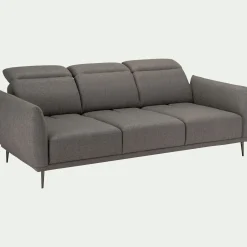 Canapé 4 places fixe en tissu avec fonction avance-recul - gris restanque