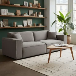 Canapé 4 places fixe en tissu genesis - gris