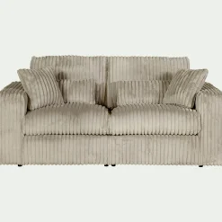 Canapé 3 places fixe en tissu côtelé - blanc ventoux