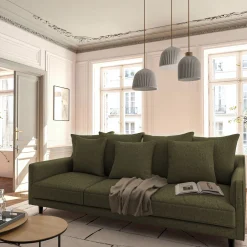 Canapé 5 places fixe en tissu - vert cèdre