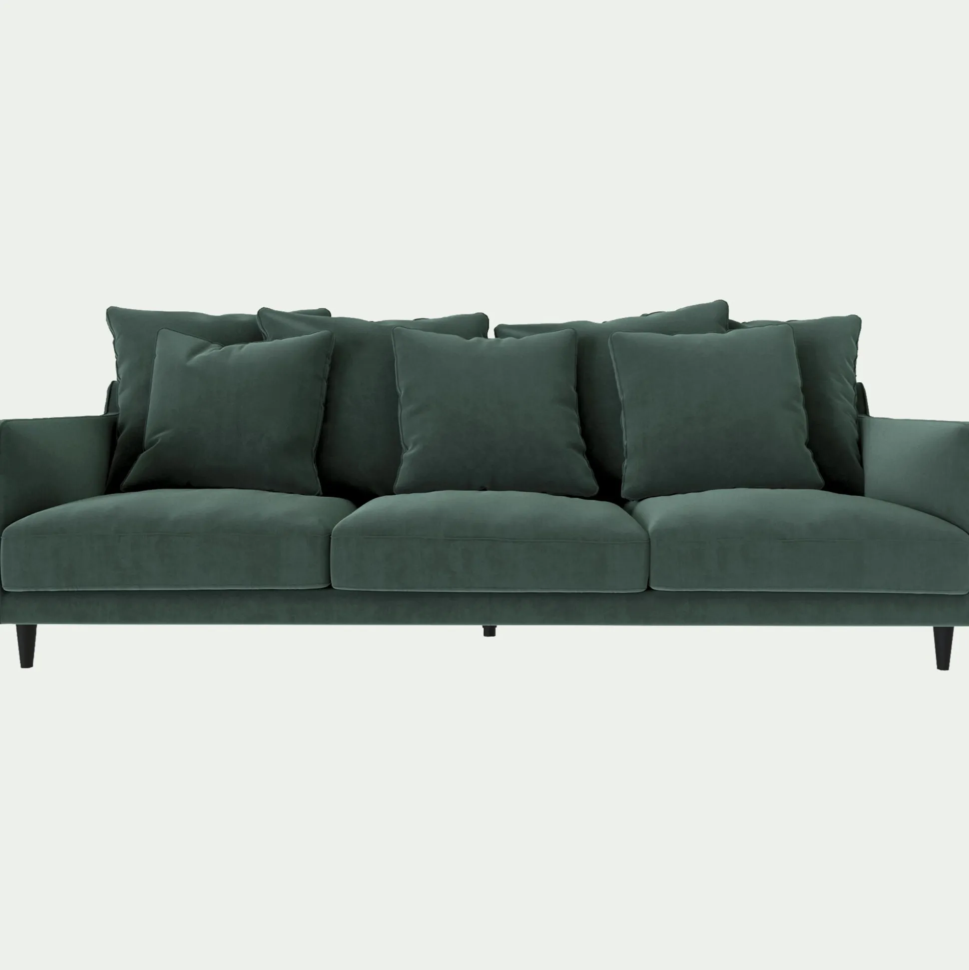 Canapé 5 places fixe en tissu velvet - vert sauge