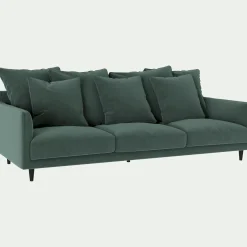 Canapé 5 places fixe en tissu velvet - vert sauge
