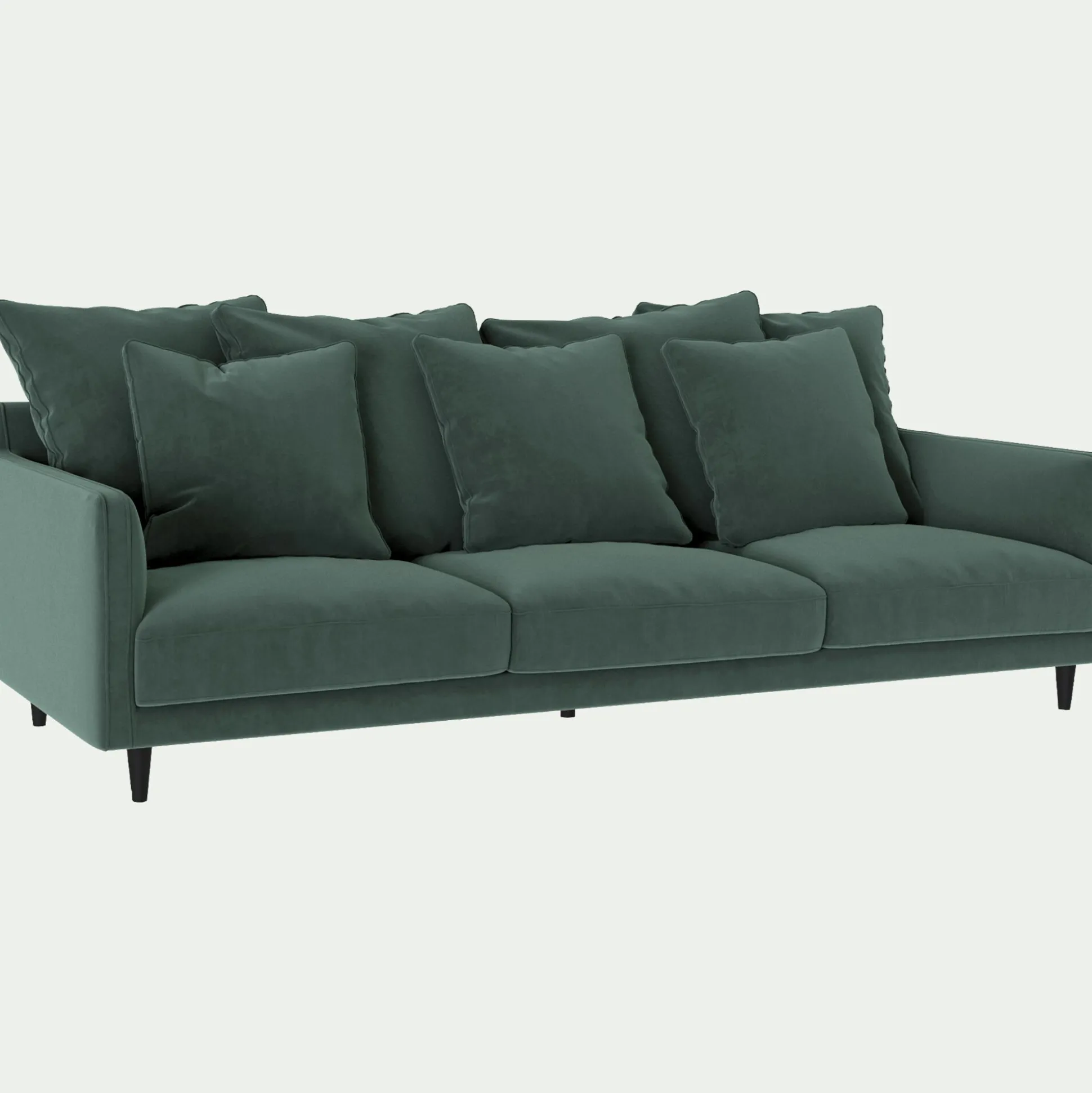 Canapé 5 places fixe en tissu velvet - vert sauge