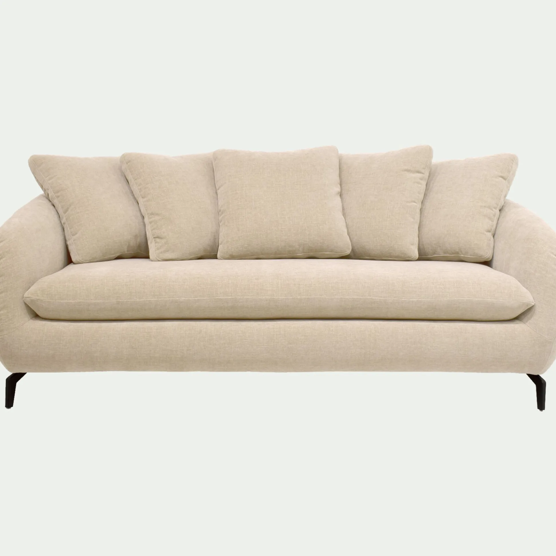 Canapé 3 places fixe en tissu tramé - blanc écru