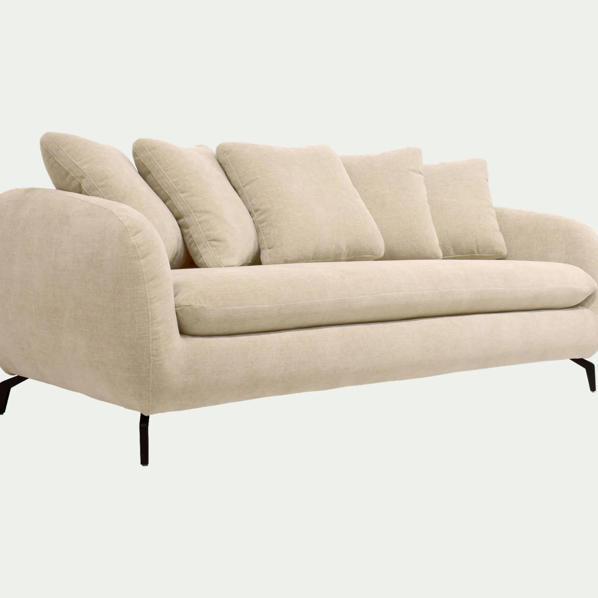 Canapé 3 places fixe en tissu tramé - blanc écru