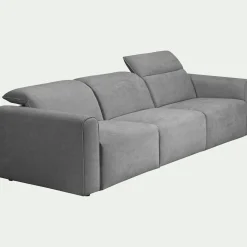 Canapé 5 places fixe en tissu - gris moyen