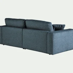 Canapé 5 places fixe en tissu bouclette - bleu