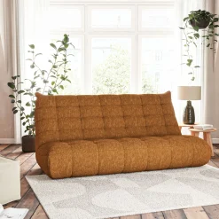 Canapé 4 places fixe en tissu chenille - jaune argan