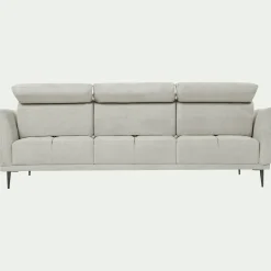 Canapé 4 places fixe en tissu memphis avec fonction avance-recul - beige roucas