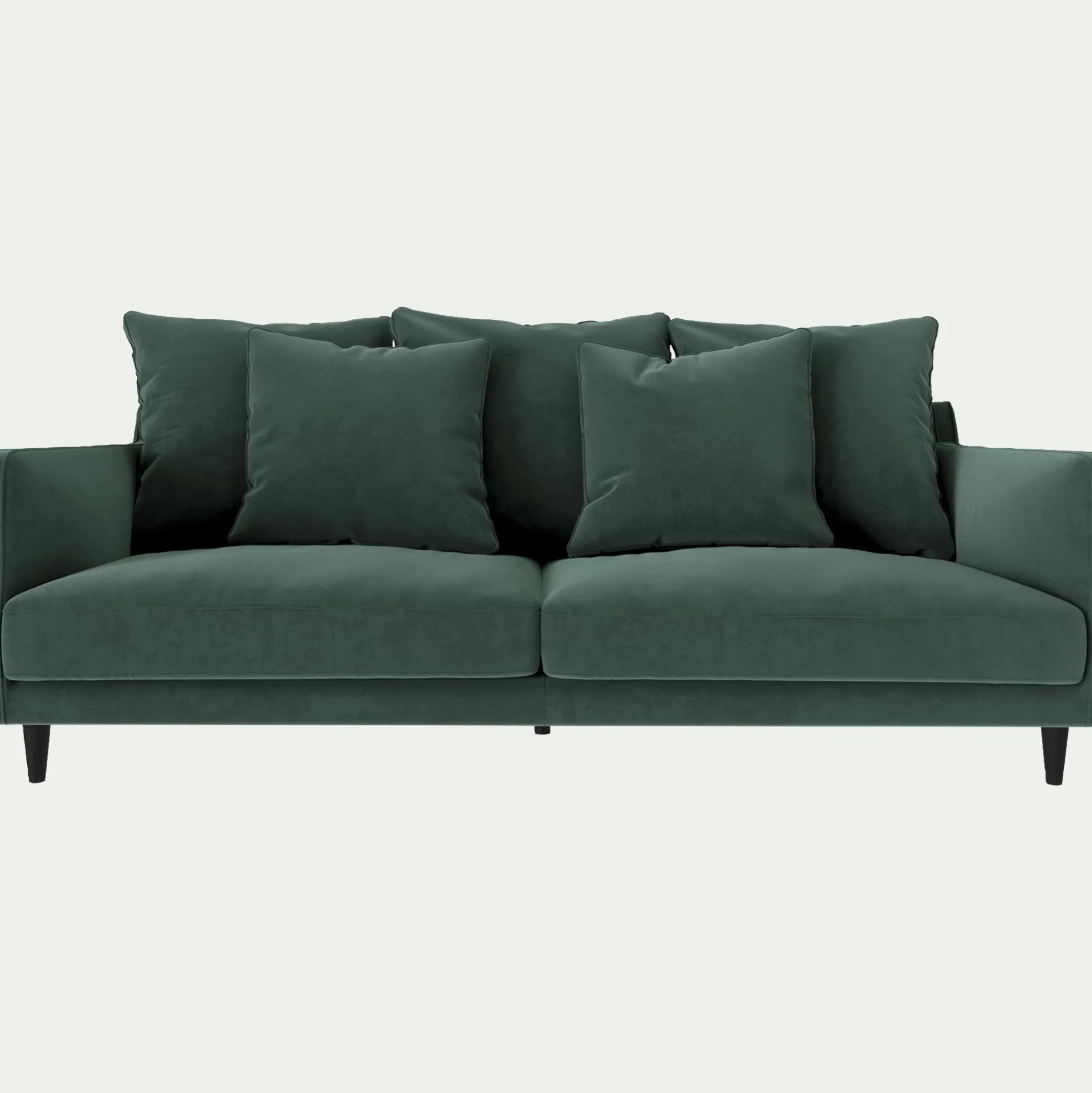 Canapé 3 places fixe en tissu velvet - vert sauge