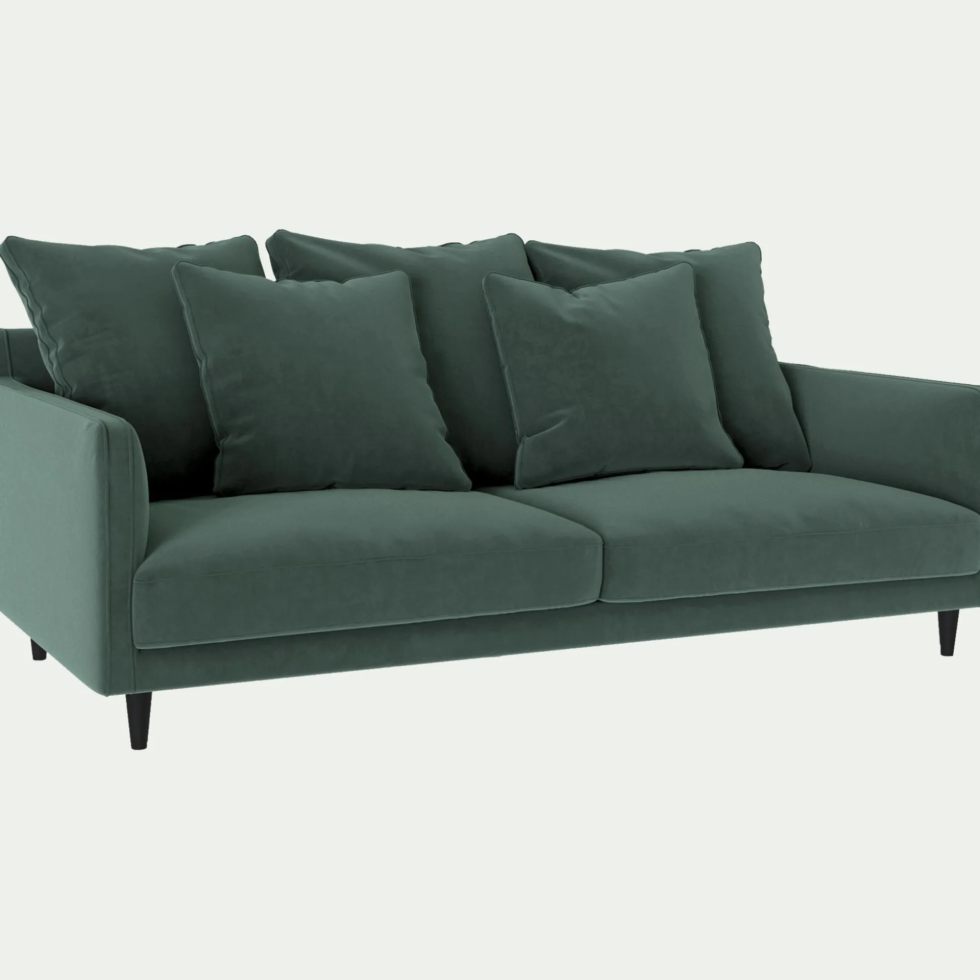 Canapé 3 places fixe en tissu velvet - vert sauge