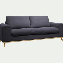 Canapé 3 places fixe en tissu Crown - bleu calabrun