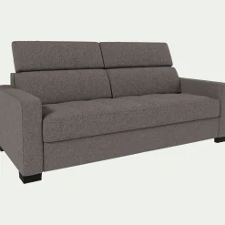 Canapé 3 places fixe en tissu pop avec accoudoirs 15cm - taupe