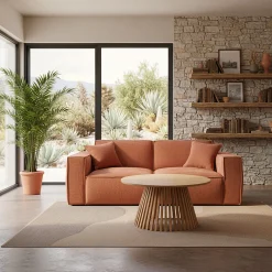 Canapé 3 places fixe en tissu genesis - brun rustrel