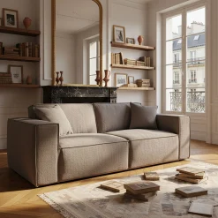 Canapé 3 places fixe en tissu genesis - gris