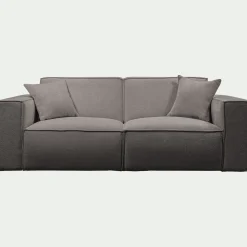 Canapé 3 places fixe en tissu genesis - gris