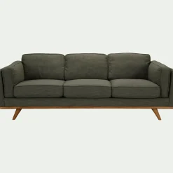 Canapé 3 places fixe en tissu - vert kaki