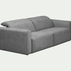 Canapé 3 places fixe en tissu - gris moyen