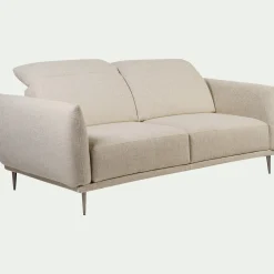 Canapé 3 places fixe en tissu avec fonction avance-recul - beige roucas