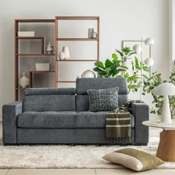 Canapé 3 places fixe en tissu Genesis avec accoudoirs 20cm - gris ardoise