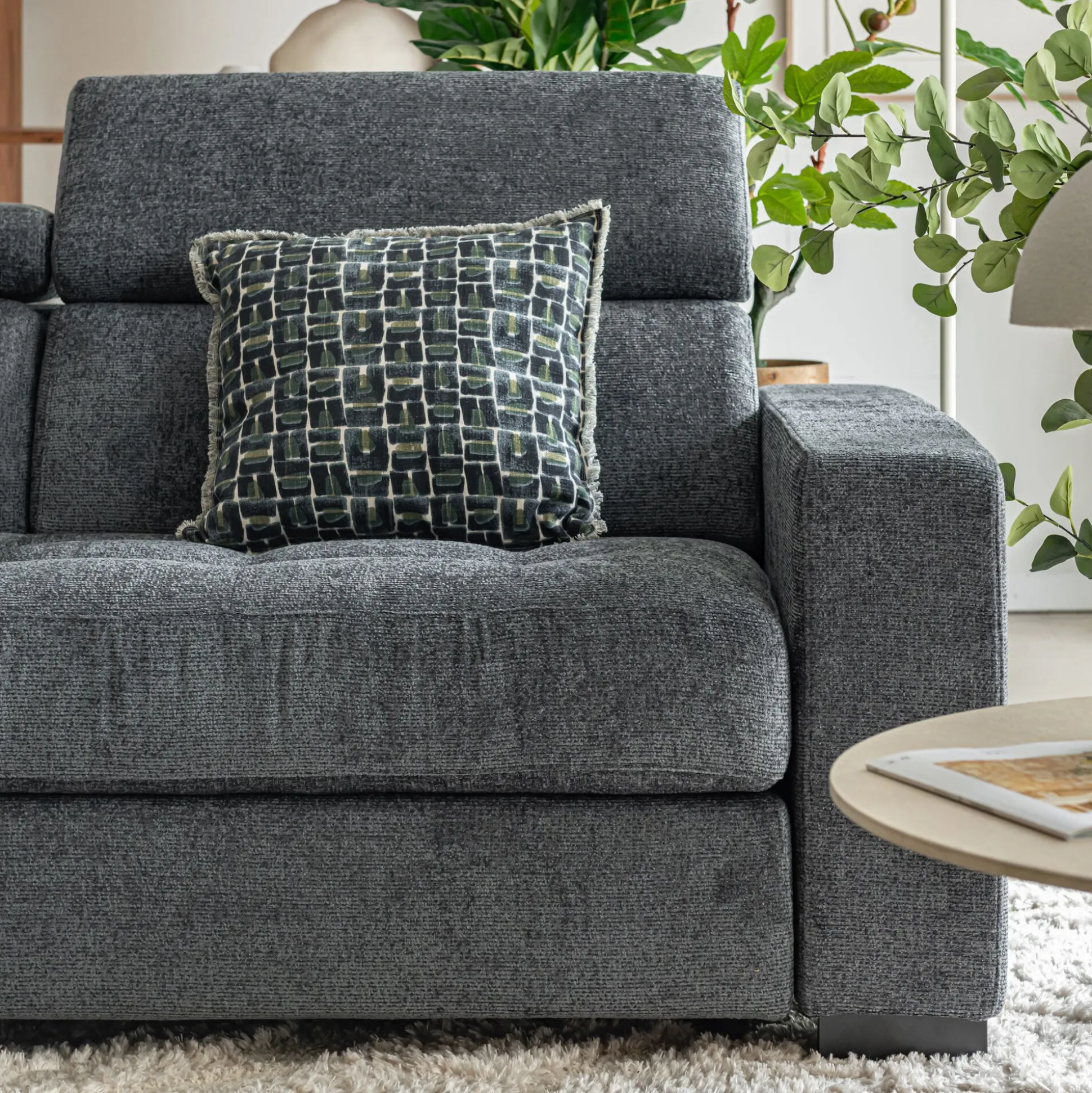 Canapé 3 places fixe en tissu Genesis avec accoudoirs 20cm - gris ardoise