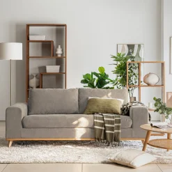 Canapé 3 places fixe en tissu storm - taupe