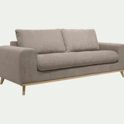 Canapé 3 places fixe en tissu storm - taupe