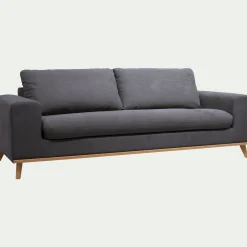 Canapé 4 places fixe en tissu Cosmo - gris anthracite